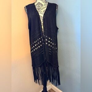 Cowgirl 🤠 Black Fringe Suede Studed Vest